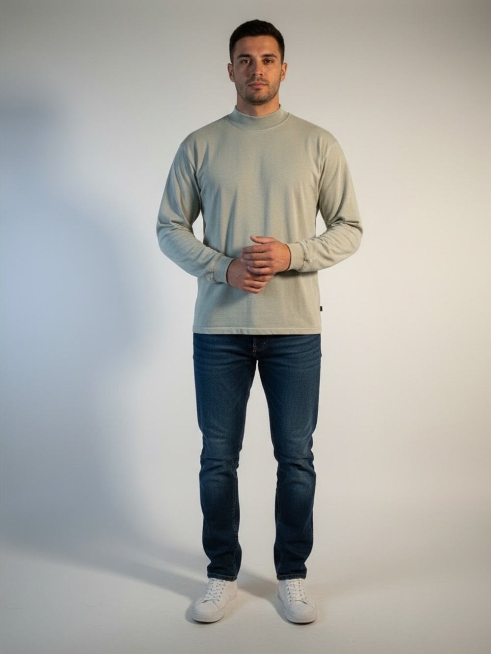 Denver Hayes Light Sage Mock Neck Long Sleeve Shirt